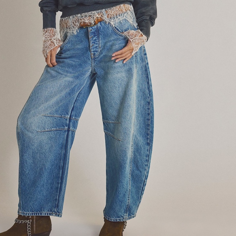 We The Free Good Luck Mid-Rise Barrel Jean